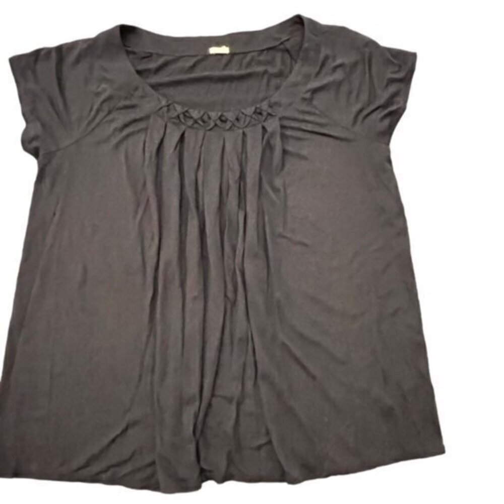 J. Crew Women’s Blouse Lightweight Stretch Black Size MED Viscose Silk‎ Pleats